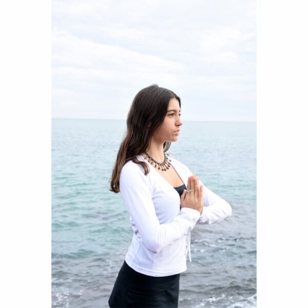 Cache-coeur blanc top yoga femme