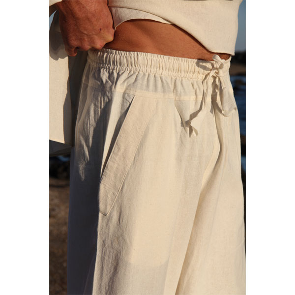 Pantalon de Yoga Homme Confort - Coton Bio Blanc - Vêtements de yoga Homme  - Coton Bio